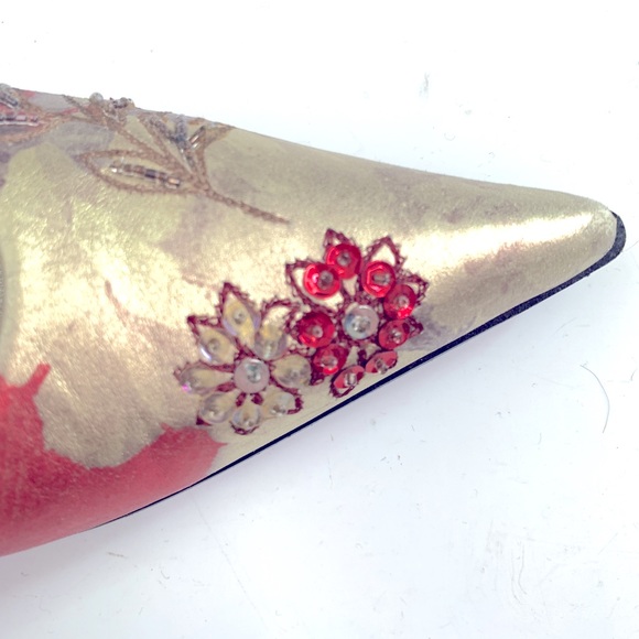 Handpainted Leather w/Beads & Sequins Italian Leather Shoes❤️Perfectly gorgeous - Picture 10 of 13